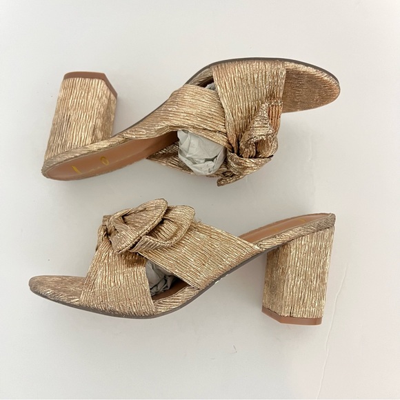 Lulus Dorthea Rose Gold Knotted High Block Heel Sandals - New In Box - Reemoly - Picture 10 of 16